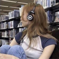 girl wearing headphones